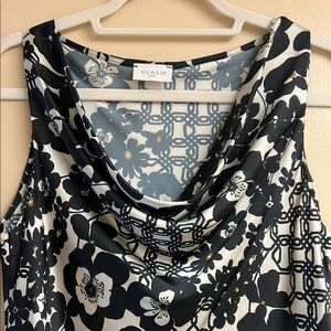 Women's Black and White Floral Top
